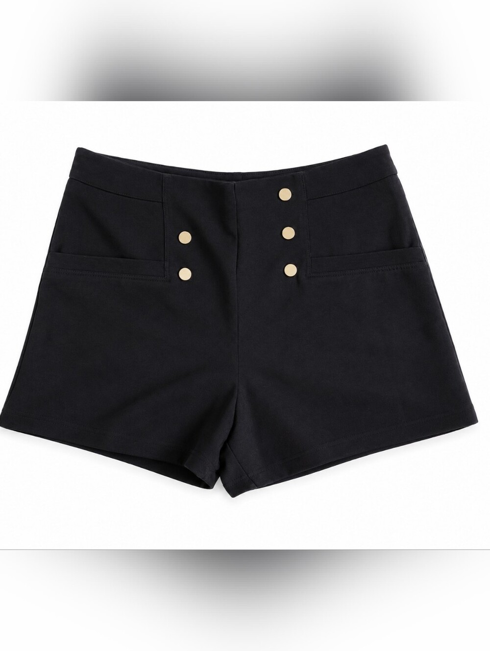 le chateau Black High-Waist Buttoned Shorts Sz 14